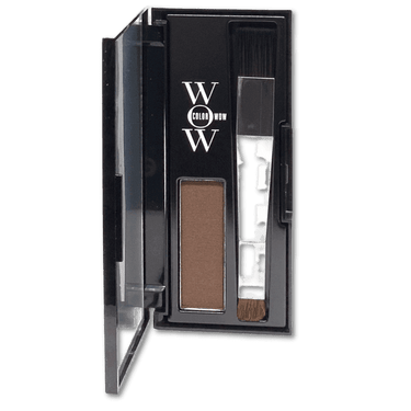 Opened Container Of Colorwow. Light brown powder touchup and application brush